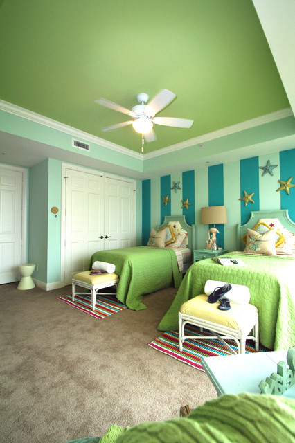 Дизайн интерьера детской комнаты в зеленых тонах
