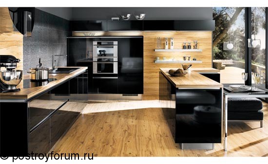 Дизайн кухни в черном цвете