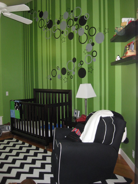 Фото детской комнаты в сочных зелёных тонах