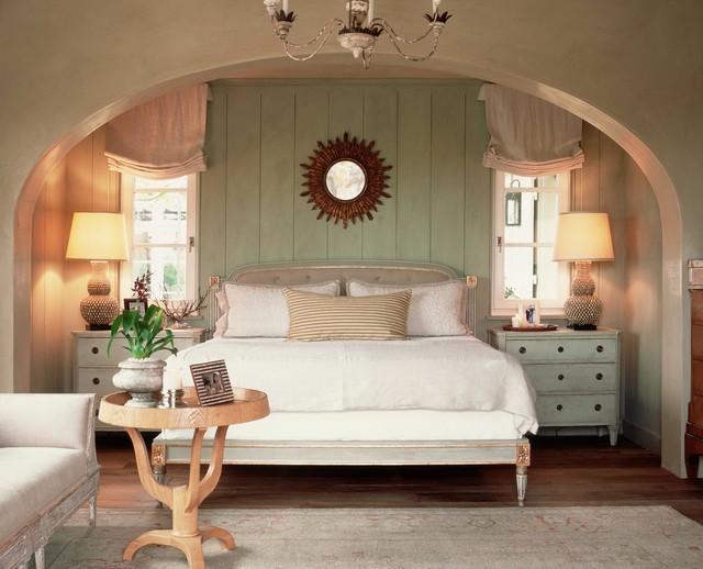 Фото дизайна спальной комнаты с аркой