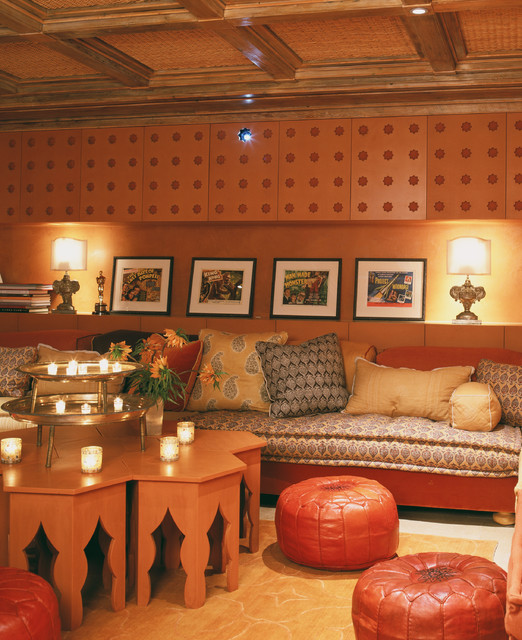 Фото гостиной в ярко-оранжевых оттенках