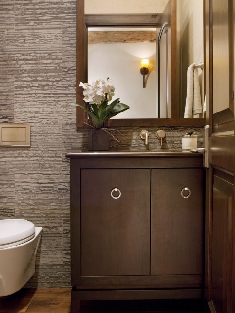 Фото с дизайном современой туалетной комнаты