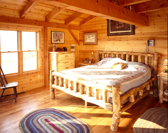 Юго-западный стиль оформления интерьера спальни в медовых тонах.