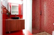 дизайн красной ванной комнаты