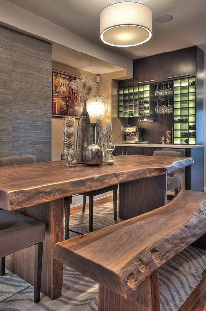 Дизайн столовой комнаты с баром 