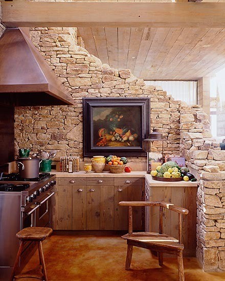Фото бесподобной кухни, декорированной камнем