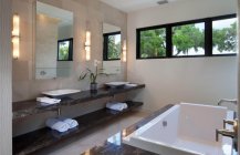 Современный дизайн просторной ванной комнаты