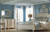Современный дизайн спальной в синем цвете